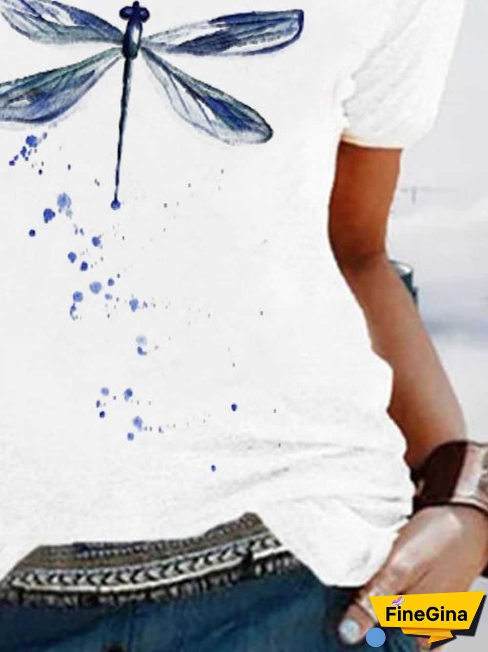 Women Cotton Crew Neck Casual Graphic Plus Size T-shirt