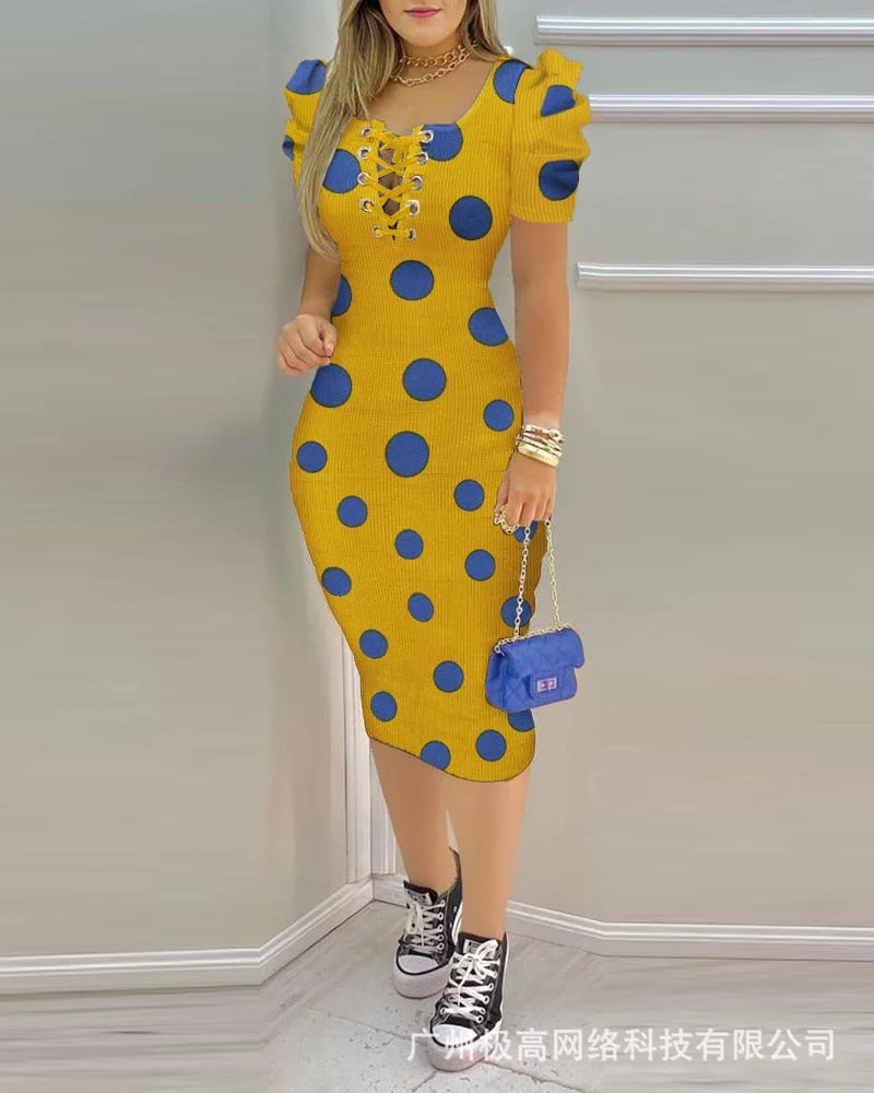 Copy of Women's 2021 New Pit Striped Polka Dot Dress 226