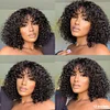 Brazilian Remy Curly Hair Wig With Bangs Glueless Wigs