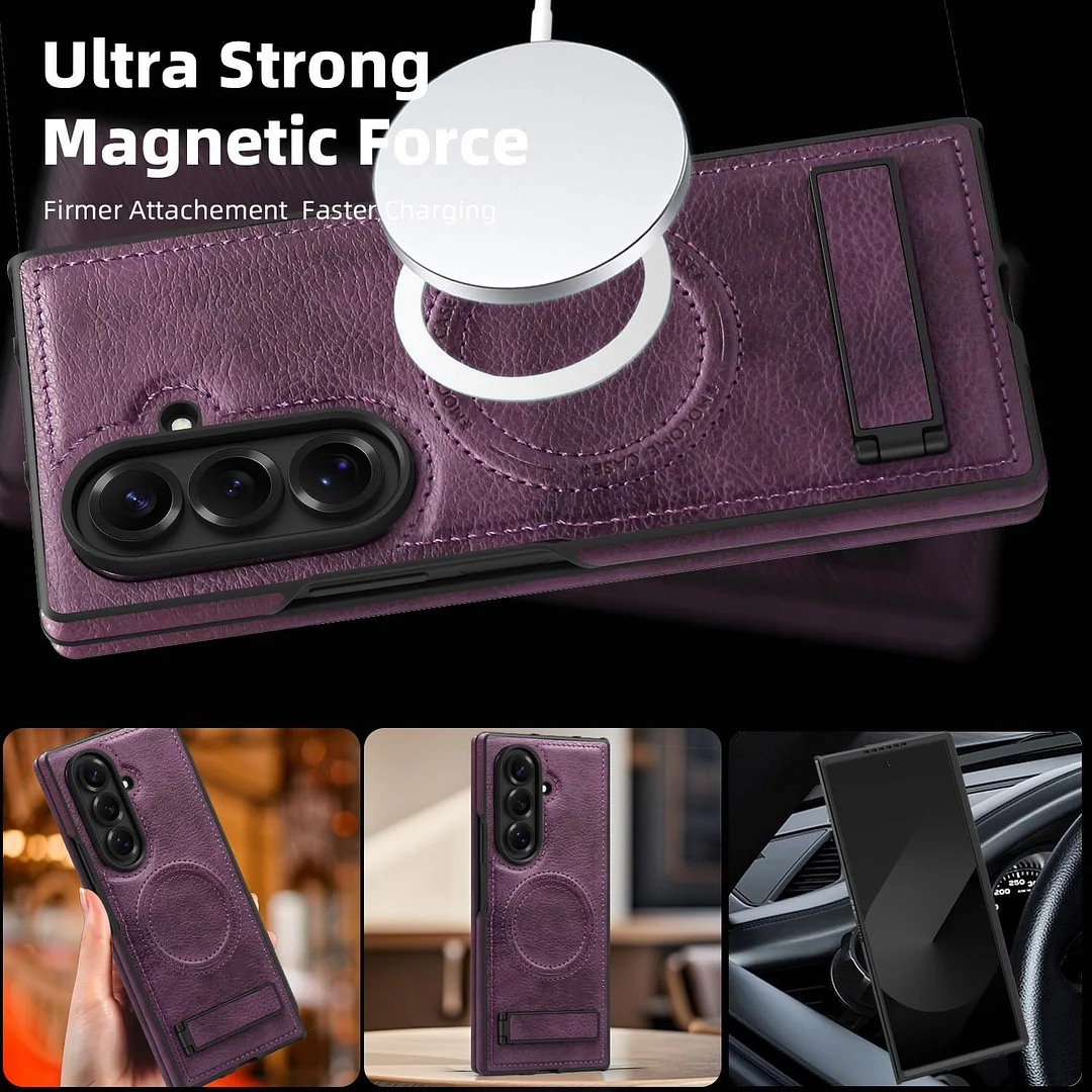 Samsung Galaxy Z Fold 6 Leather Case Magnetic Protective Case Holder Phone Case