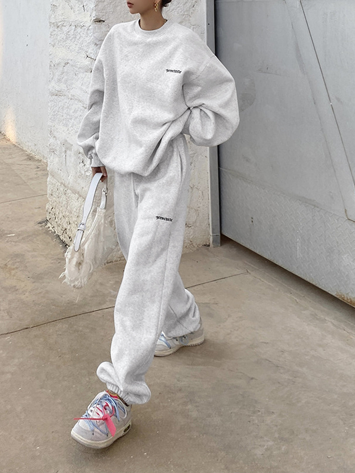 Llyge Minimalism Oversized Two Piece Long Sleeve Pants Set llyge