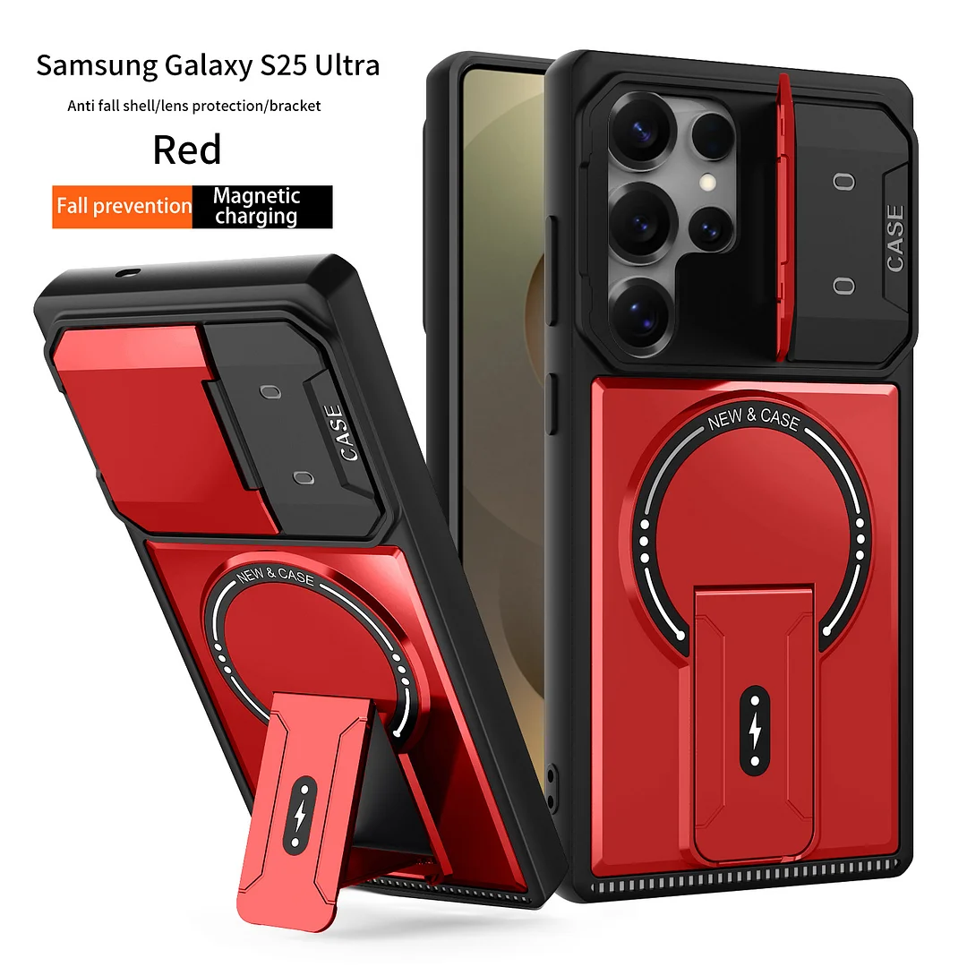 New Applicable Samsung S25Ultra Mobile Phone Case Mecha Magnetic Stand 17 Anti-Fall And Anti-Fingerprint Protective Cover
