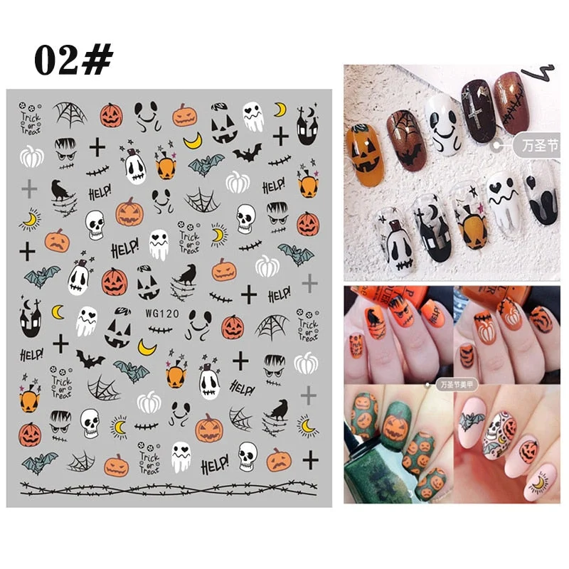 1PCS Bloody Halloween Theme Nail Foil Stickers Red Hand Scar Lips Snake Anime Nail Design 3D ManicureS Gel Polish Decor Sliders