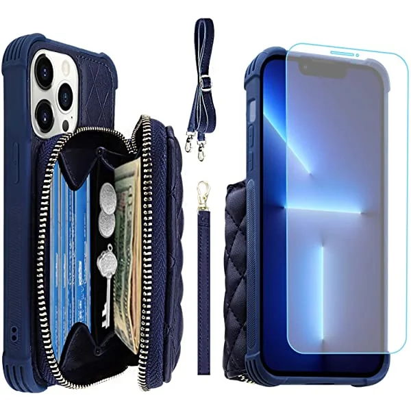 MONASAY Zipper Wallet Case for iPhone 13 Pro 6.1 inch