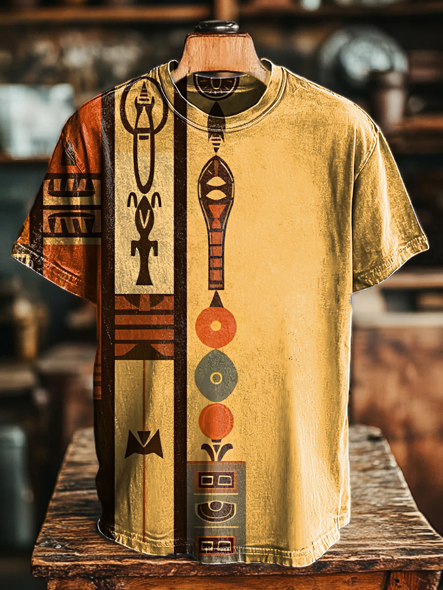 Vintage African Art Abstract Pattern Print T-shirt