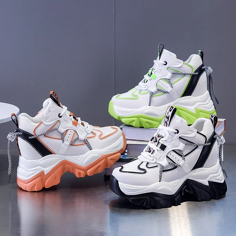Hidden Heels Women's Chunky Sneakers Thick Bottom Platform Vulcanize Shoes Woman Street Style Sport Shoes For Female 2022