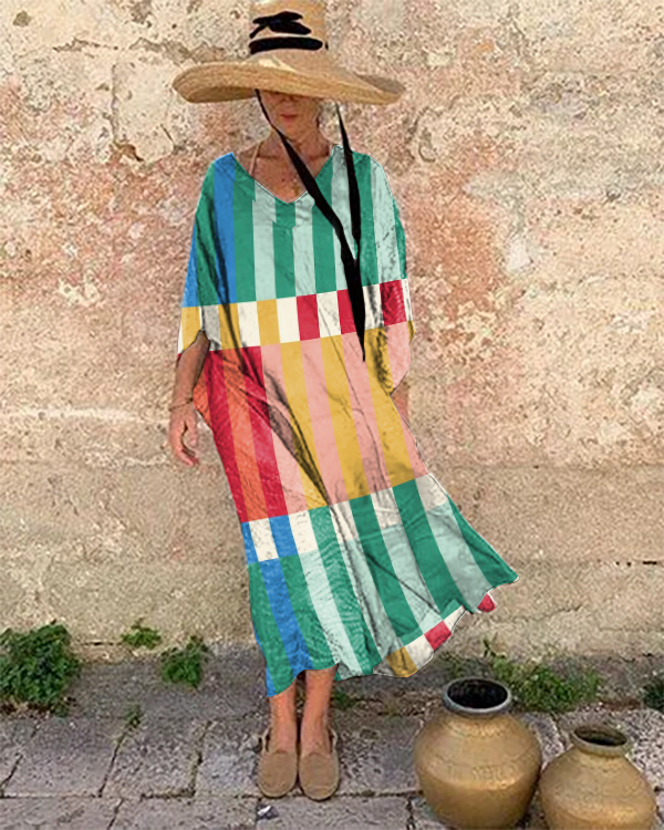 Resort Abstract Art Print Loose Fit Dress