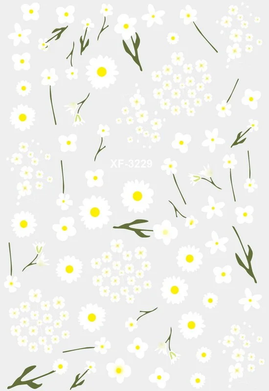 Daisy Nail Sticker for Design Decoration Nail Art Stickers Decals Back Glue Orchid Sticker for Nails Manicure Design Dandelion