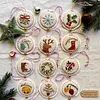 Christmas Embroidery Kit with Toolkit Embroidered Xmas Tree Ornaments Multifunctional Handmade Circle Embroidery Kit For Christmas Tree Cross Stitch Home Decor (color) tapestrymarket