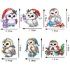 (US Local)6pcs Xmas Owl  DIY Diamond Painting Art Pendant Wall Door Decoration