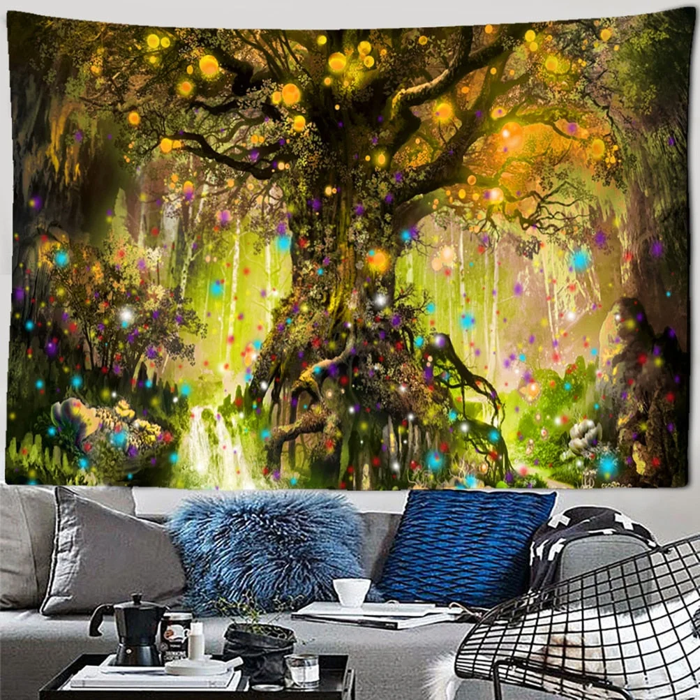 Ancient Trees Tapestry Natural Forest Printed Wall Tapestry Hippie Wall Hanging Bohemian Wall Tapestries Mandala Wall Art Decor