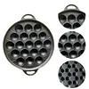 19 Holes Takoyaki Grill Pan Octopus Ball Maker Non-Stick Takoyaki Pan Pre-Seasoned Cast Iron Octopus Ball Grill for Baking Cooking Kitchen Gadgets