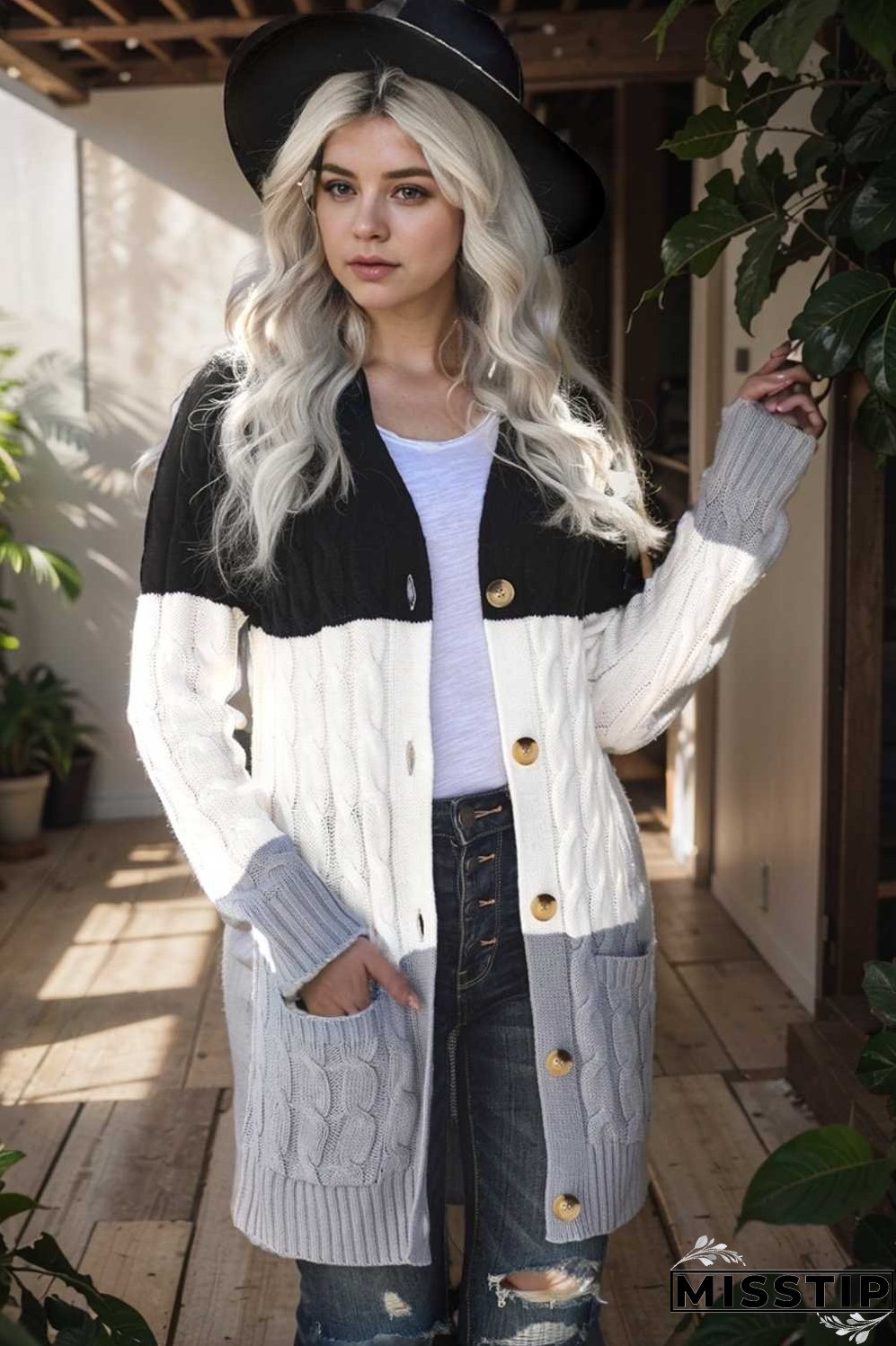 cozy cable knit button front long sleeve cardigan