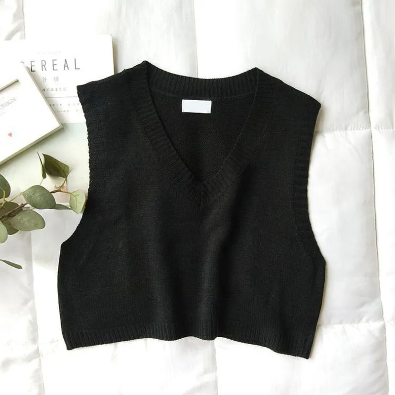 GOPLUS Women V-Neck Knitted Vest 2021 New Spring Autumn Sweater Vests Short Female Casual Sleeveless Twist Knit Pullovers C9510