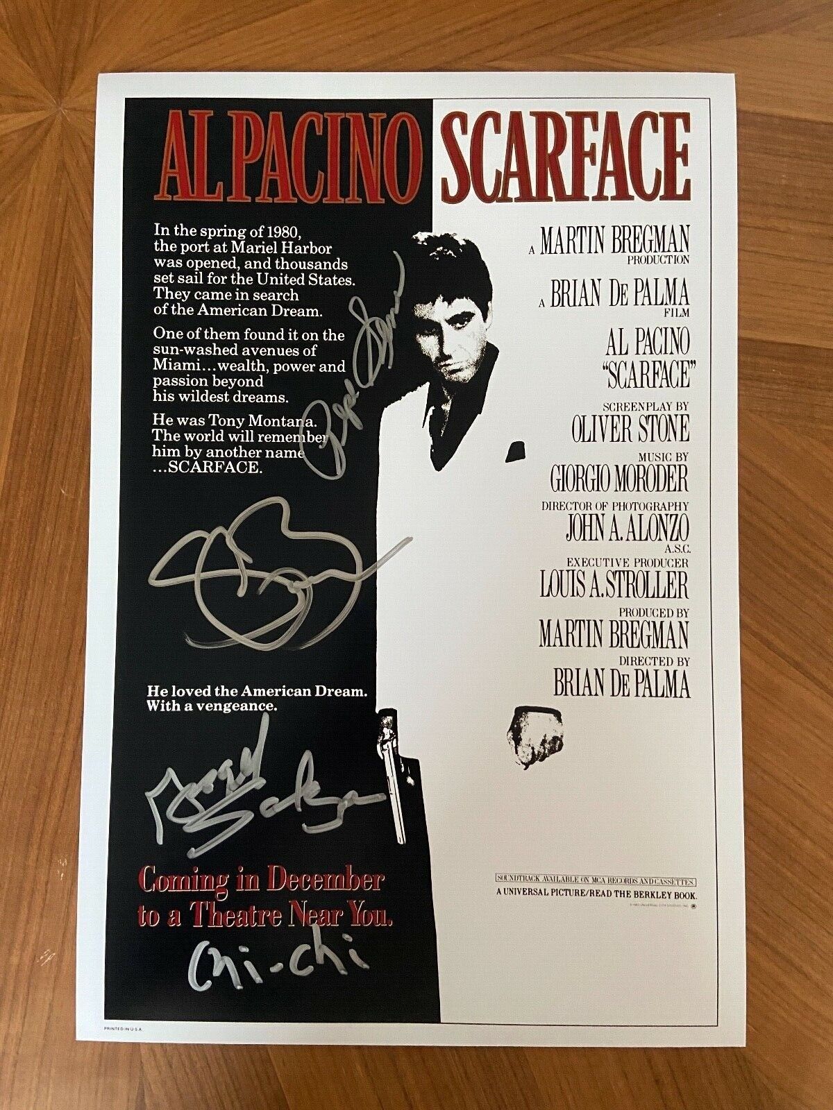 *SCARFACE* signed 12x18 poster *STEVEN BAUER, ANGEL SALAZAR,PEPE SERNA *PROOF 12