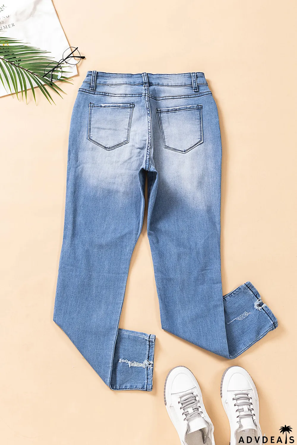 High Waist Distressed Skinny Jeans