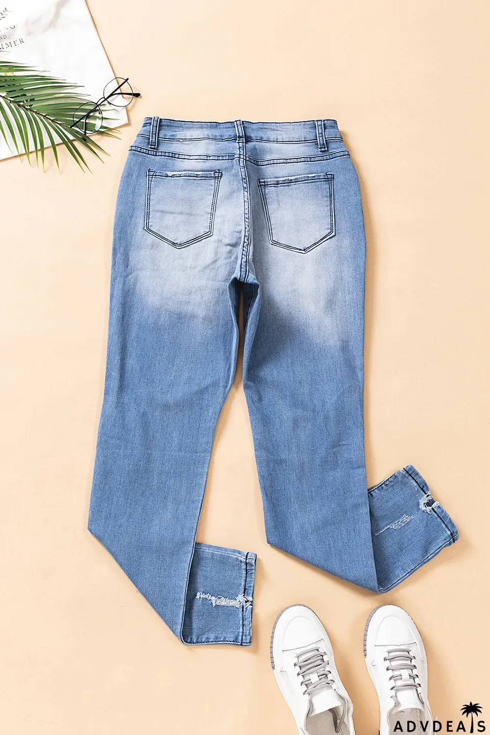 High Waist Distressed Skinny Jeans