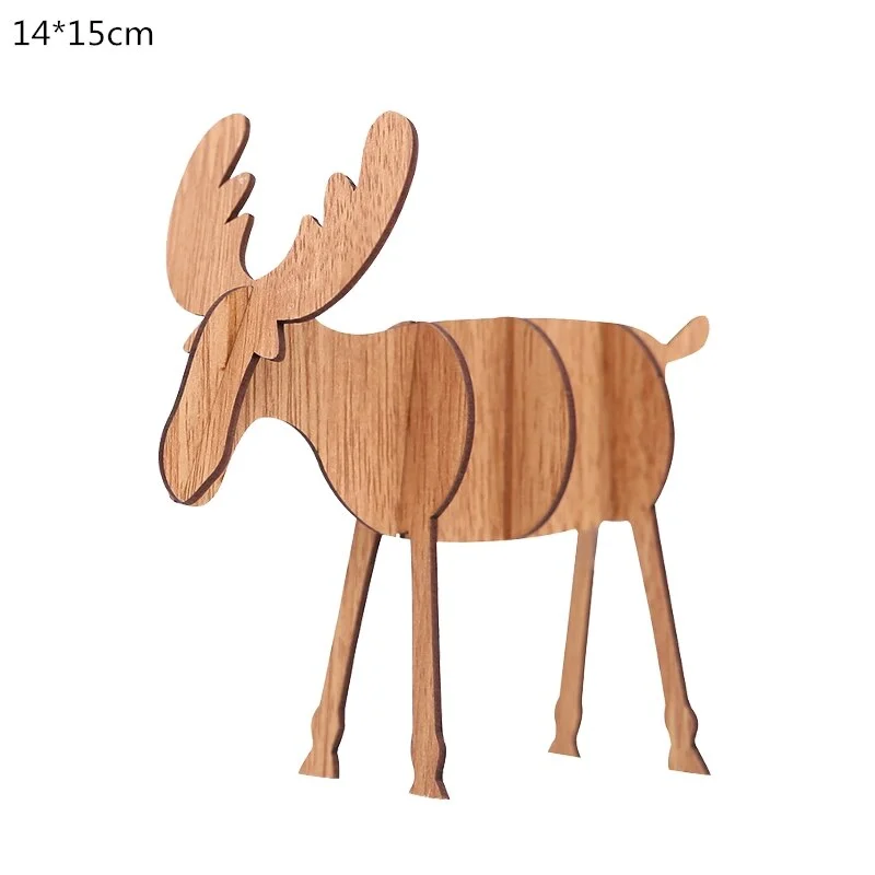 Wooden Reindeer Christmas Decoration DIY Wood Crafts Xmas Ornaments for Christmas Party Home Table Decorations New Year 2020