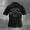 Gym Viking Warrior Runes Flame Graphic Washed Cotton T-shirt by Inlyline