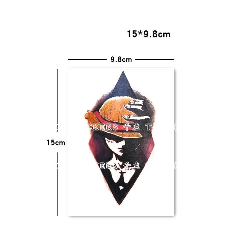New Ace Luffy White Beard Zoro Temporary Fake Tattoo Stickers Waterproof Men and Women Long-lasting Flower Arm Tattoos