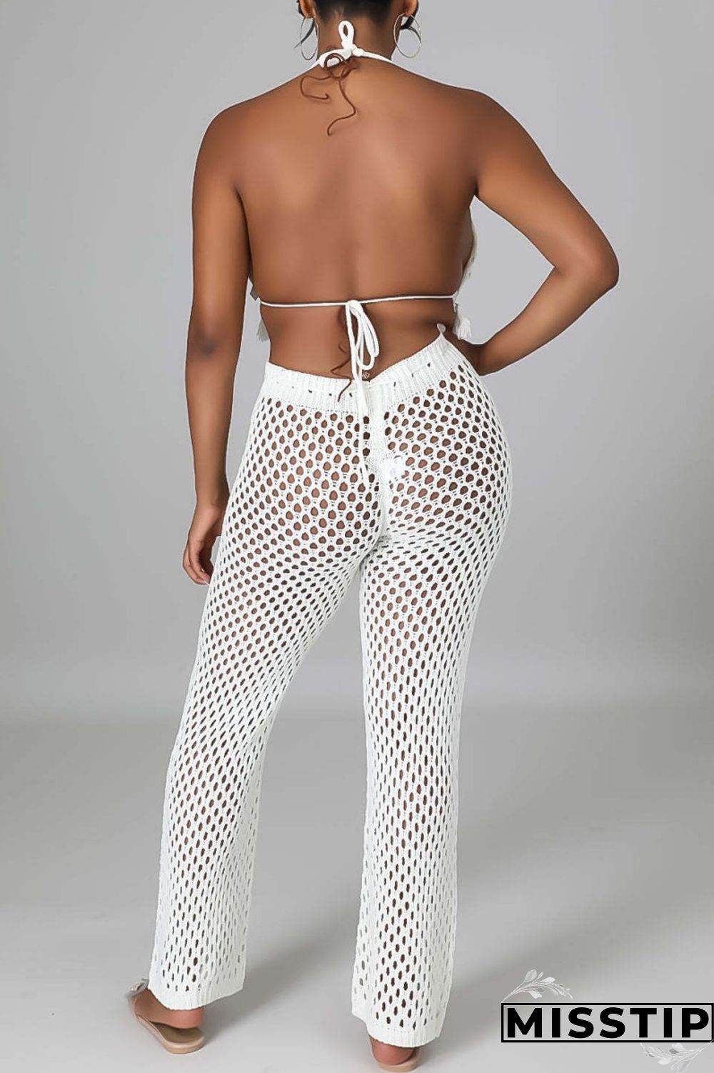 Orange Sexy Solid Bandage Hollowed Out Backless Halter Sleeveless Two Pieces