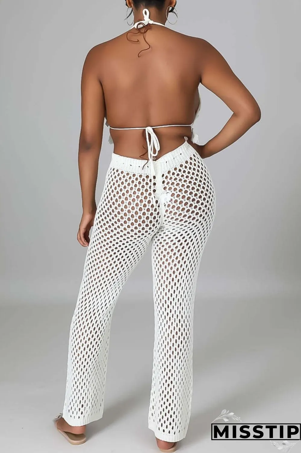 Orange Sexy Solid Bandage Hollowed Out Backless Halter Sleeveless Two Pieces