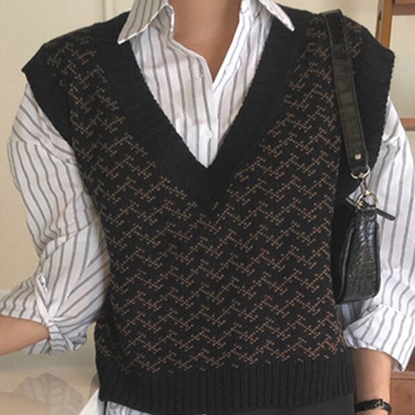 Autumn Winter Women Sweaters Pullover V-Neck Sleeveless Vest Knitwear