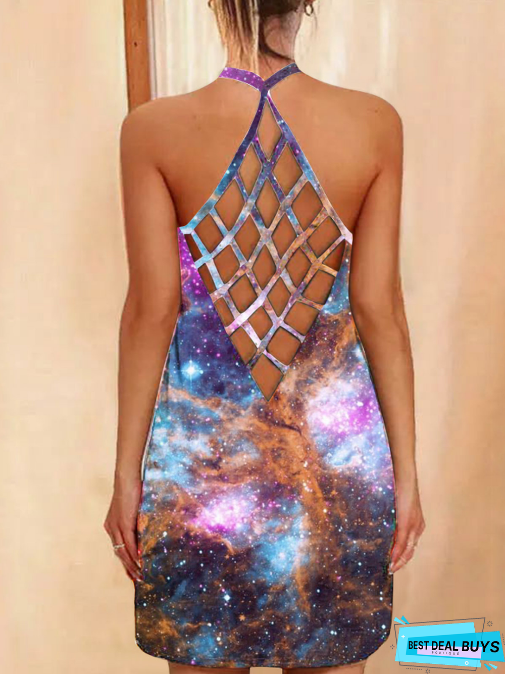 New Printed Sexy Hollow Neck Slim Dress Women In Summer