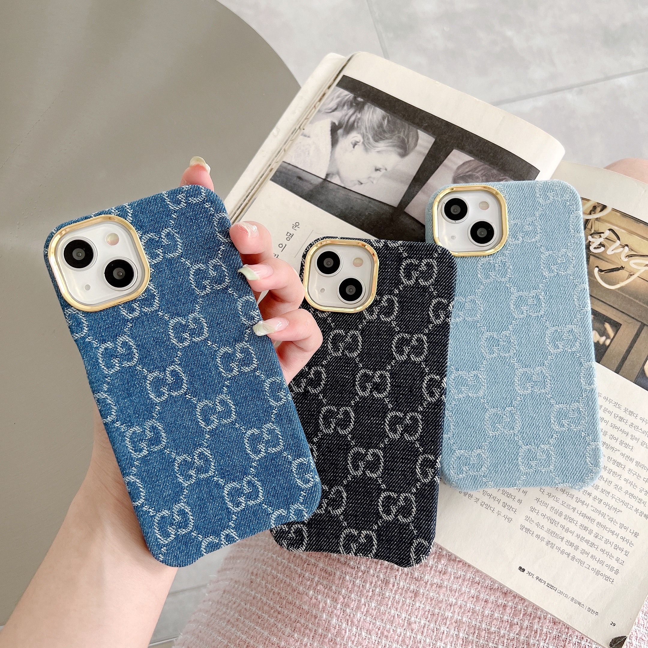 Gucci Ophidia GG denim jacquard Apple iPhone case