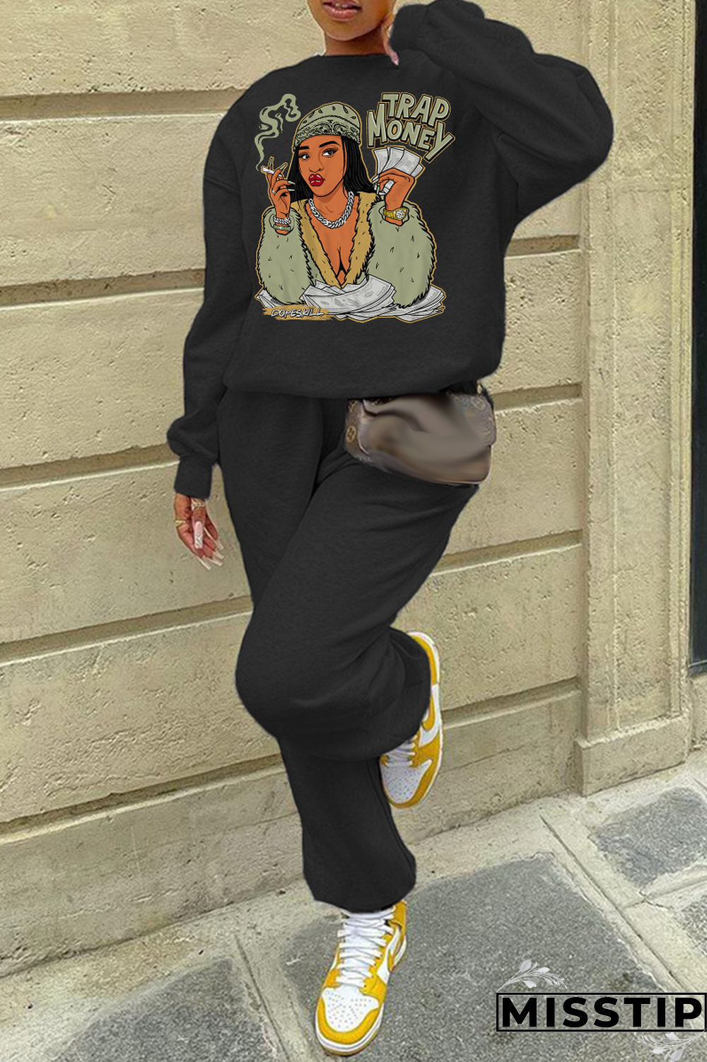 Grey Daily Print Patchwork O Neck Tops