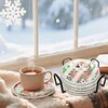 (US Local)6pcs Set Xmas Theme DIY Diamond Painting Coasters Kit with Holder Kit