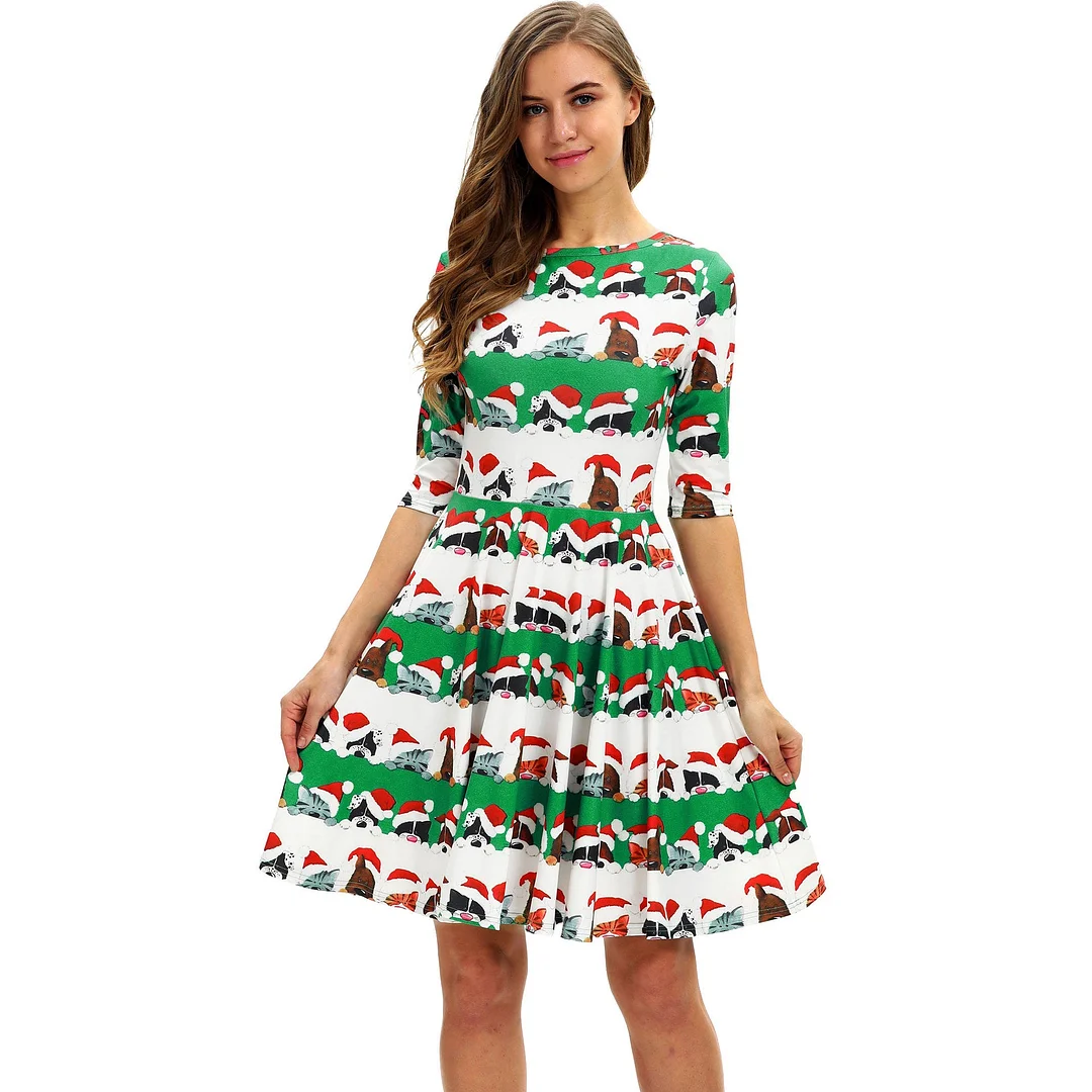 Women's Dress Christmas Digital Print Slim Skirt