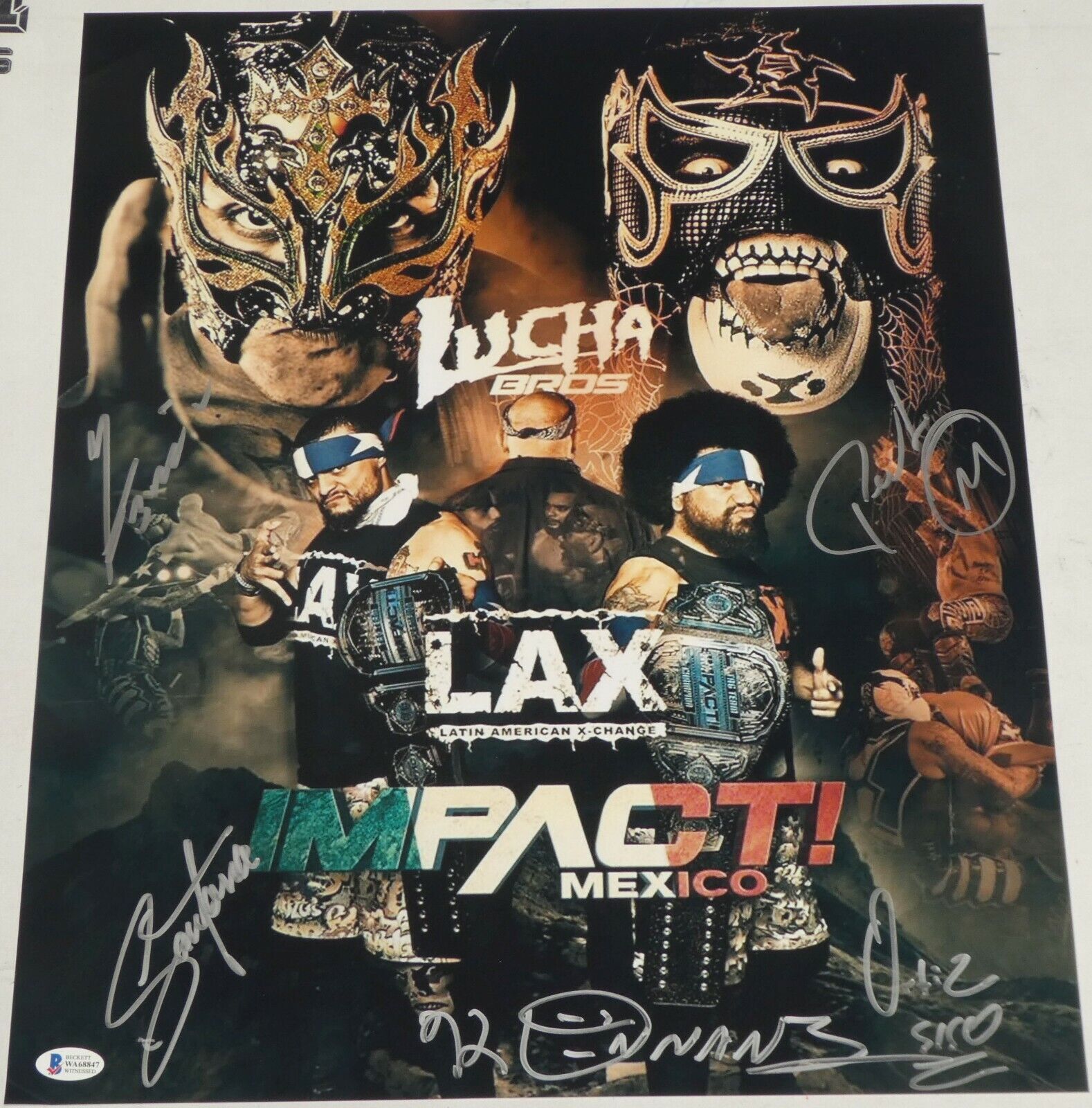 Pentagon Jr Rey Fenix & Konnan Santana Ortiz Signed 16x20 Photo Poster painting BAS COA AEW LAX