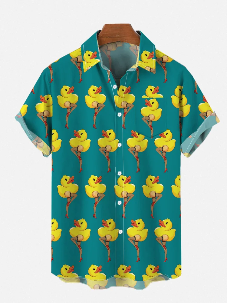 Men's Hawaiian Duck Print Shirt PLUSCLOTHESMAN