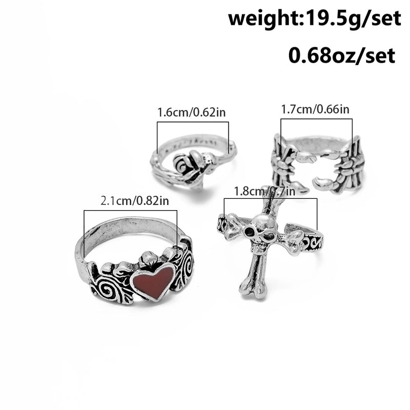 Copper Plating Alloy Women’s Cross Spider Ring Suit Halloween Irregular Skull Five-Pointed Star Ring