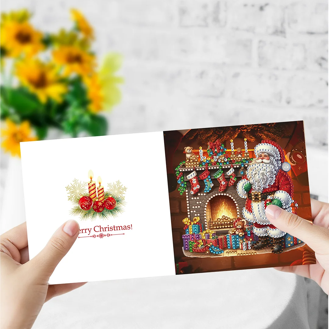 6Pcs Santa Claus DIY Diamond Painting Card for Friends Family Gift