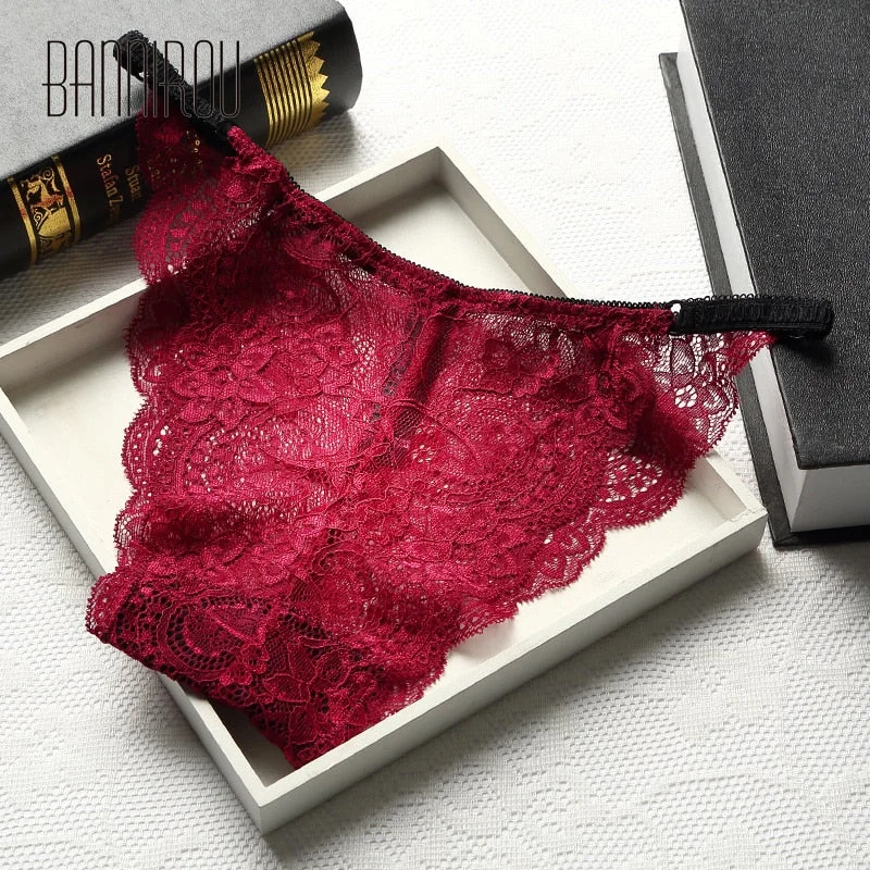 BANNIROU Woman Lace Panties Underwear Lingerie Mid Waist Good Quality Soft Female Sexy Briefs New 2021 Hot Sale Fashion 1 Pieces
