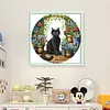Black Cat In Garden-11CT Stamped Cross Stitch 37*37cm/14.57*14.57in