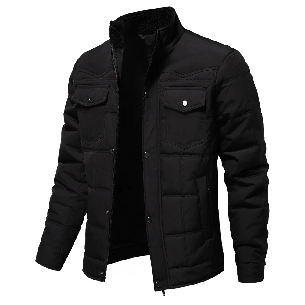 Men's Stand-up Collar Jacket Casual Cotton Splicing Jacket Top