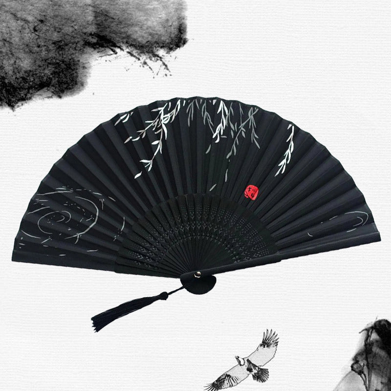 Antique Fan Folding Fan Men’s And Women’s Classical Dancing Fan Ancient Costume Performance Photography Hanfu Props Chinese Style Handmade Folding Fan