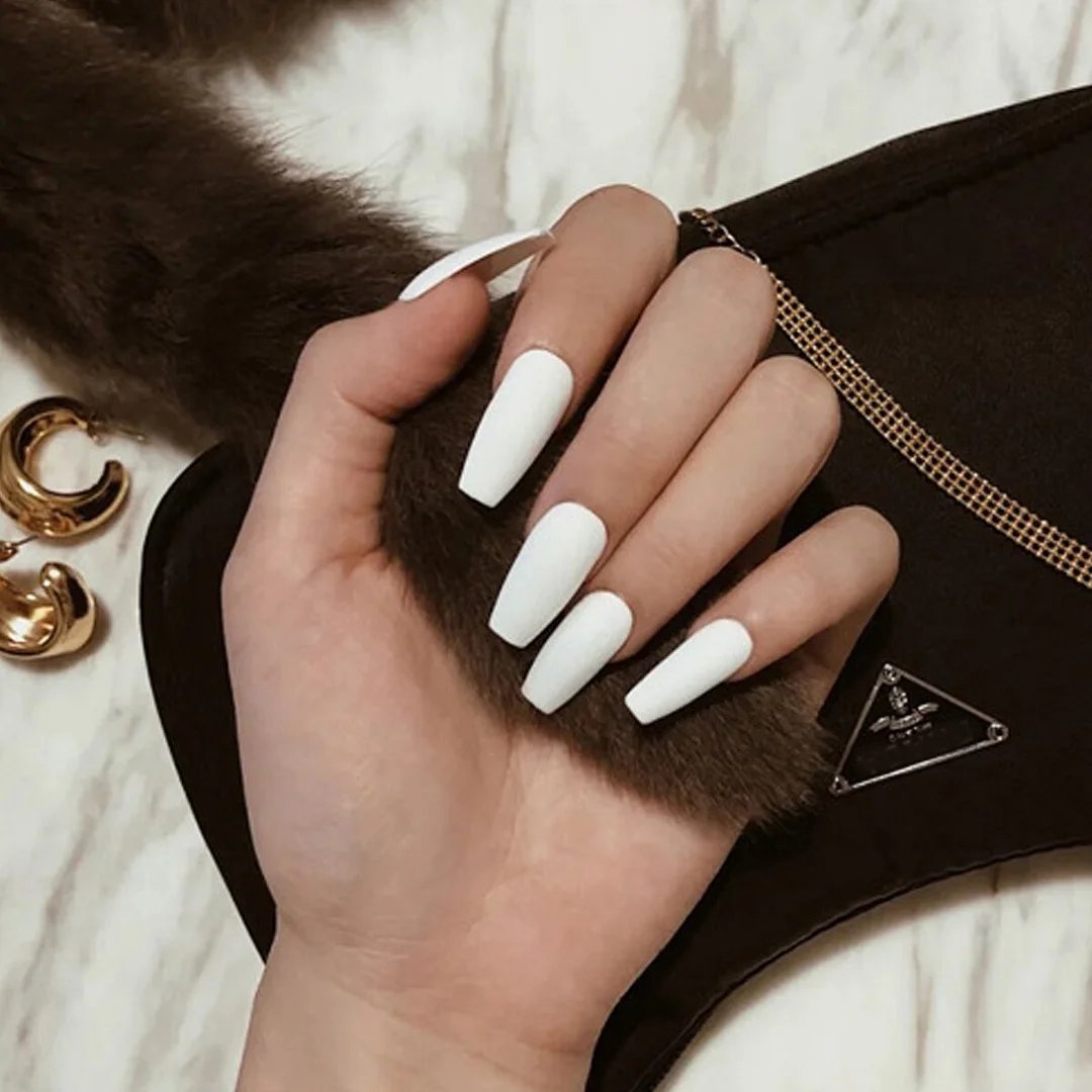 Matte Nail Art Fake Nails Stiletto Tips Clear Press on Long with Glue Coffin Stick Display Full Cover Artificial Designs  False-Nail Inspo