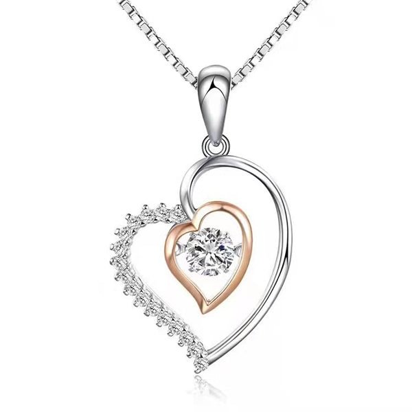 Luxe Heart Round Cut Necklace for Mother's Day Gift