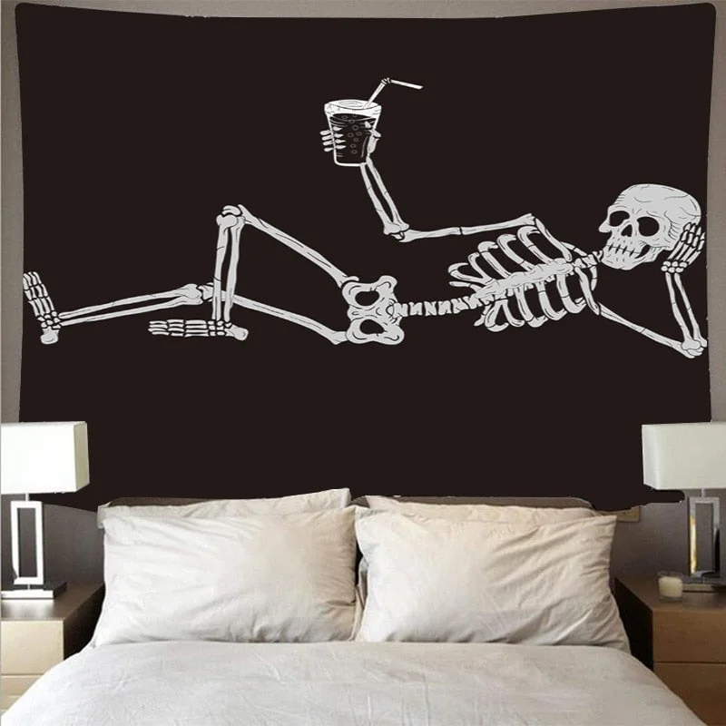 Skull King Moon Tapestry Mandala Carpet Hippie Divination Witchcraft Wall Hanging Blanket