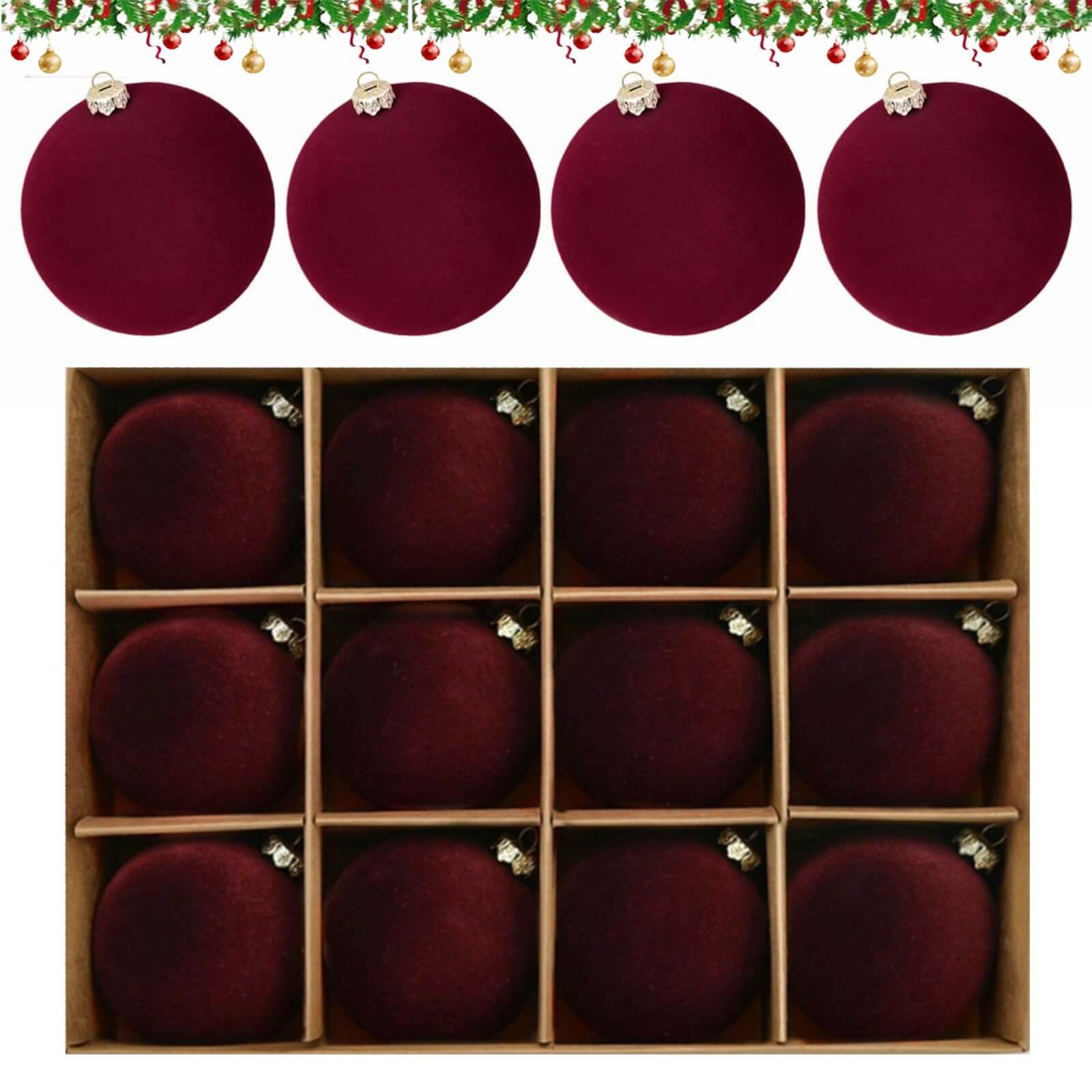Velvet Christmas Decoration Ball (12 PCS)