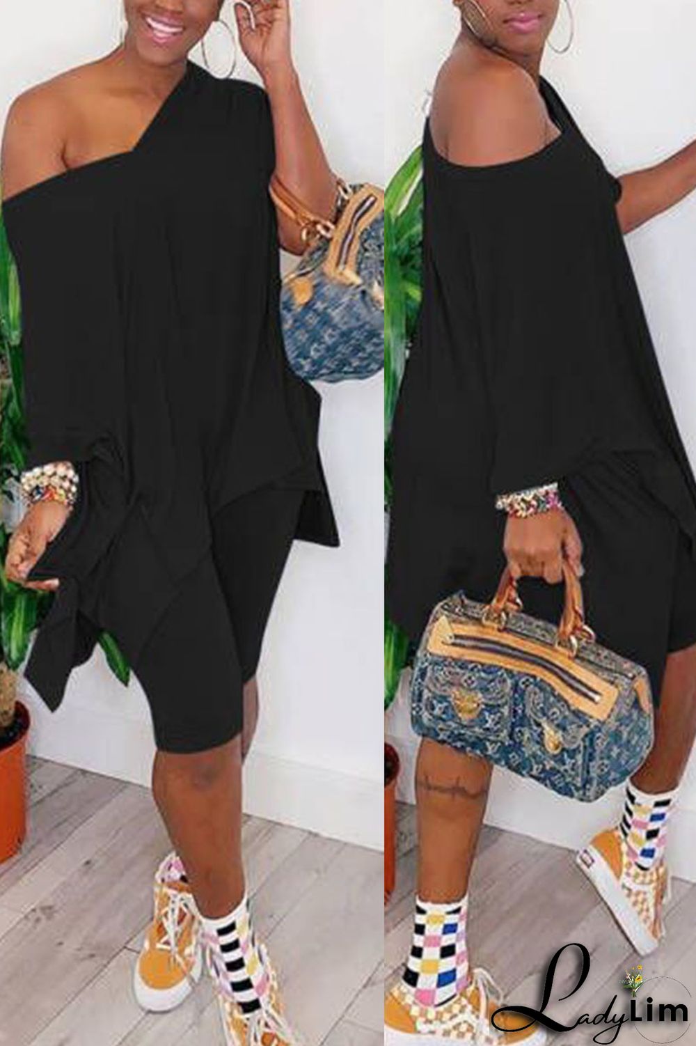 Grey Casual Solid Split Joint V Neck Short Sleeve Two Pieces