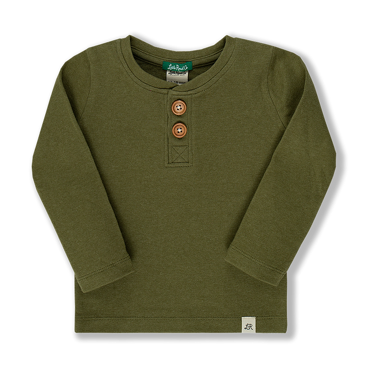 Forest Pine Long Sleeve Button Tee
