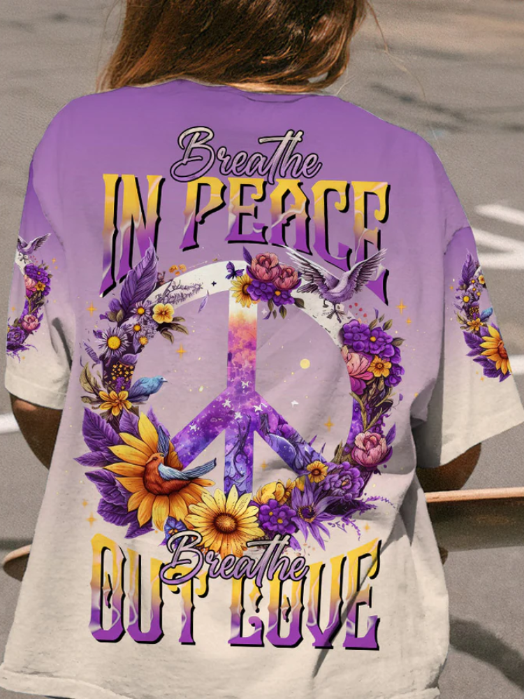 Breathe In Peace All Over Print T Shirt wearshes