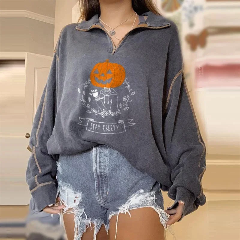 Halloween alphabet pumpkin print sweatshirt designer
