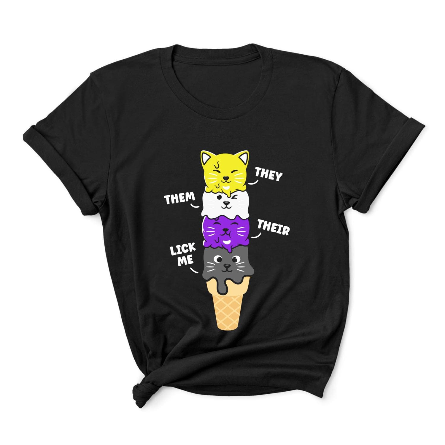 They them pronouns nonbinary t-shirt kawaii cats
