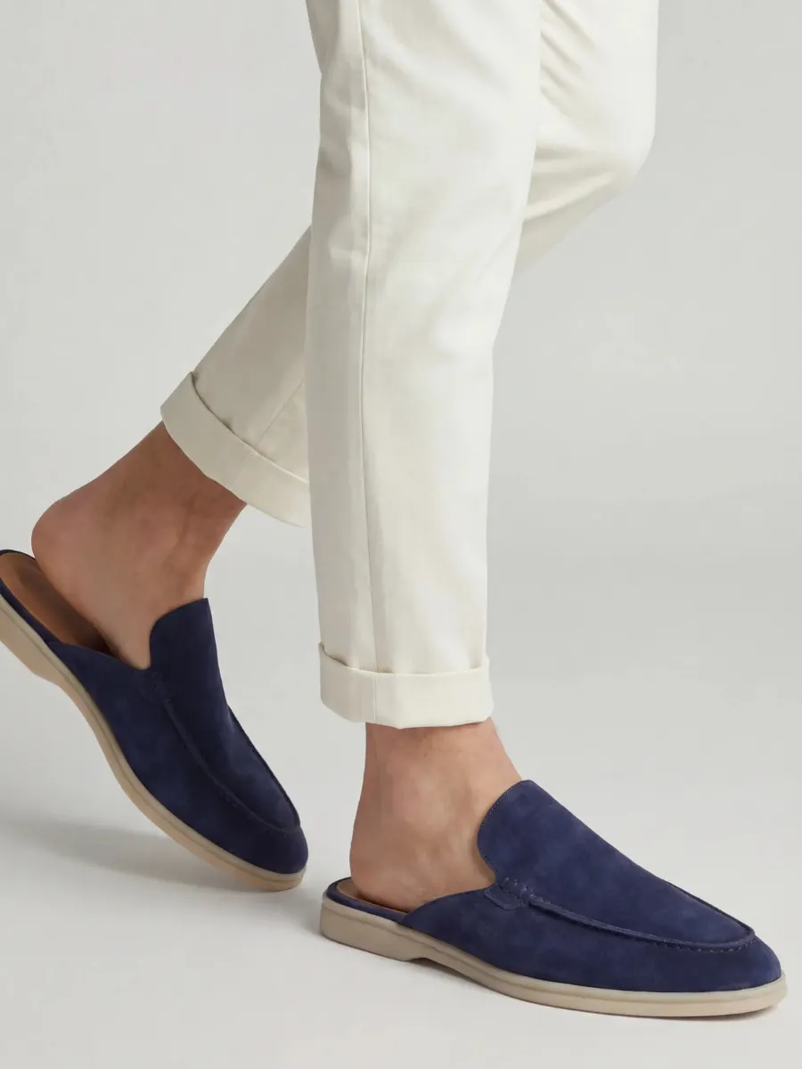 Men's Leather Slip-On Mules &ndash; Yacht Loafers &ndash; Navy &ndash; view 2